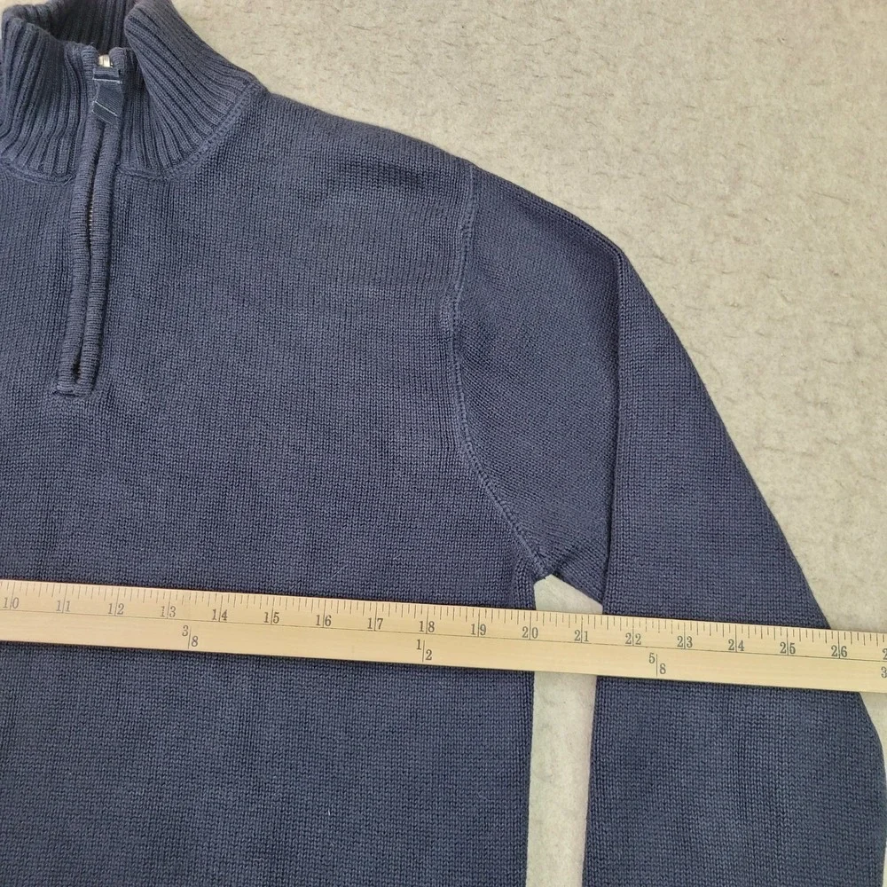 Eddie Bauer 1/4 Zip Knit Pullover Sweater‎ Mens Small Blue Mock Neck Vintage